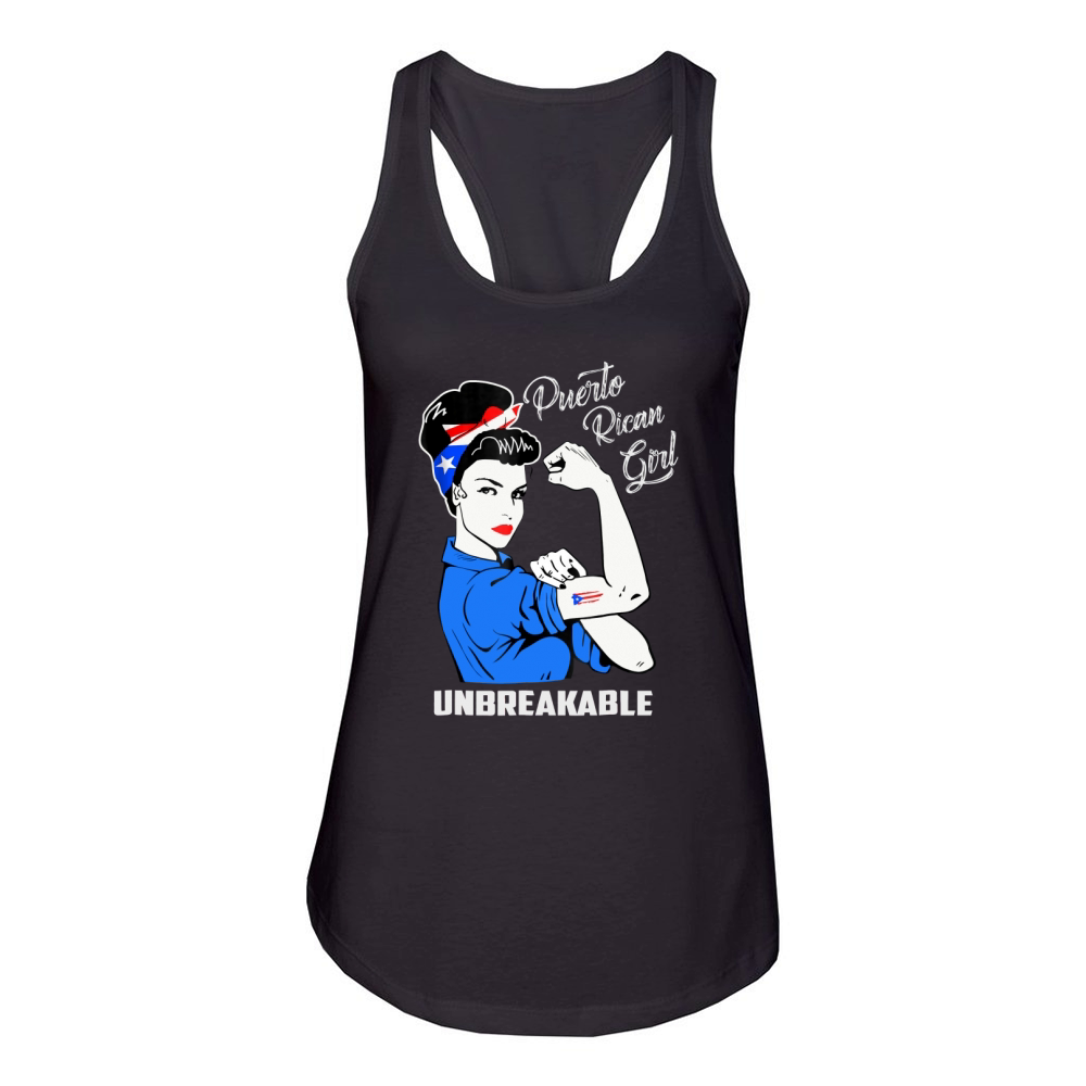 Puerto Rican Strong Girl Unbreakable shirt Women's Racerback Tank