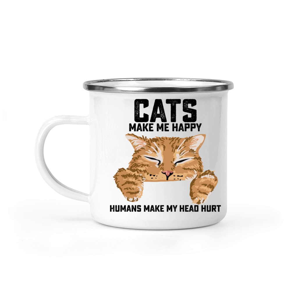 Cats Make Me Happy Humans Make My Head Hurt Camping Mug