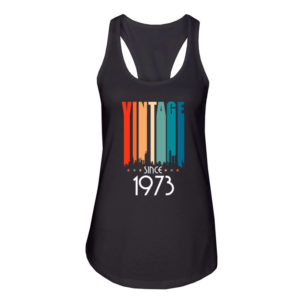 1973 Vintage born in Retro age Birthday gift idea Women's Racerback Tank