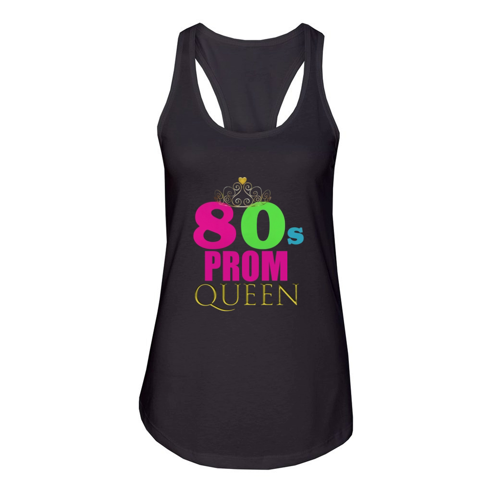 Neon 80s Prom Queen Retro Party Shirt Outfit Gift Idea Women's Racerback Tank