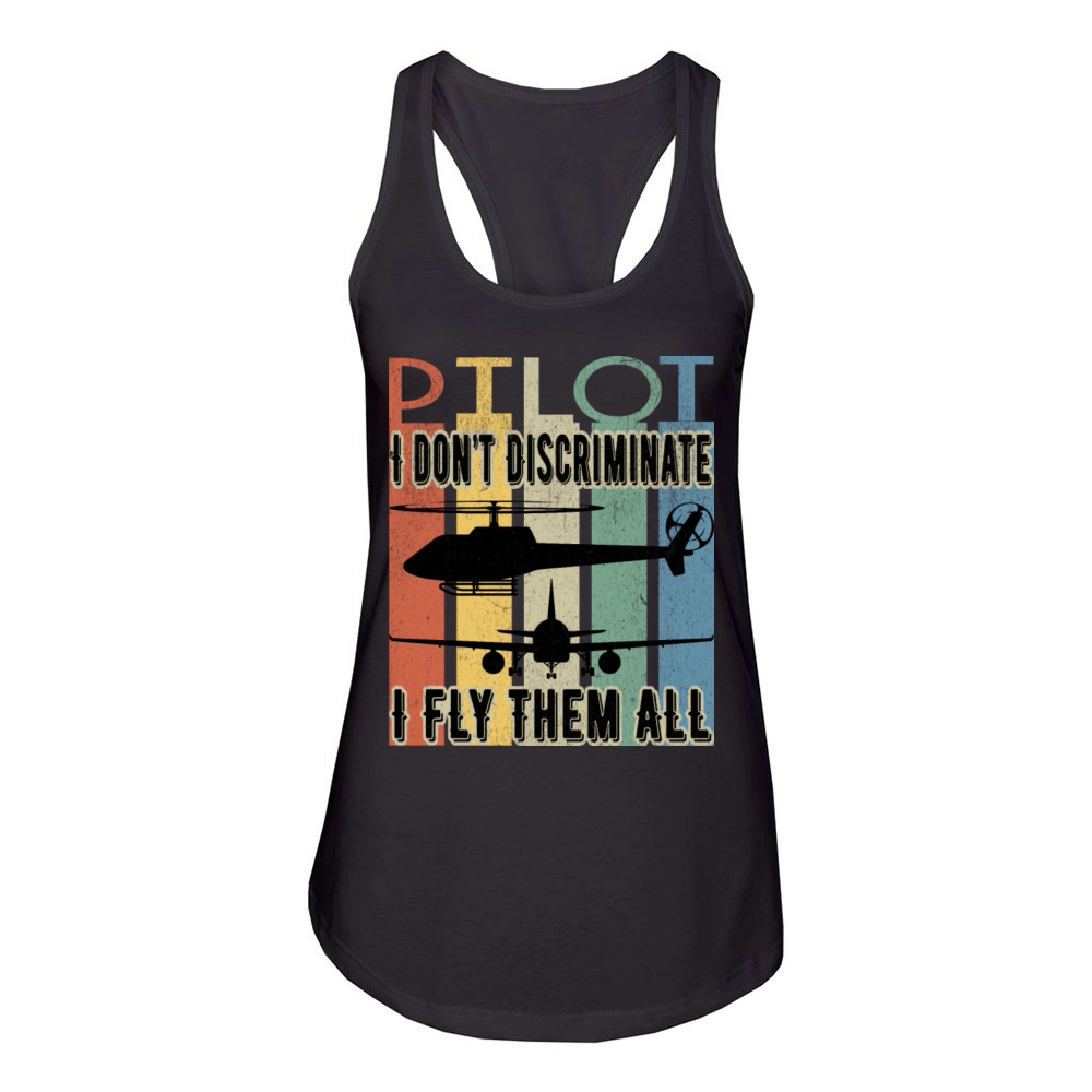 Pilot Aviation Airplane Retro Aviator Jokes Women's Racerback Tank
