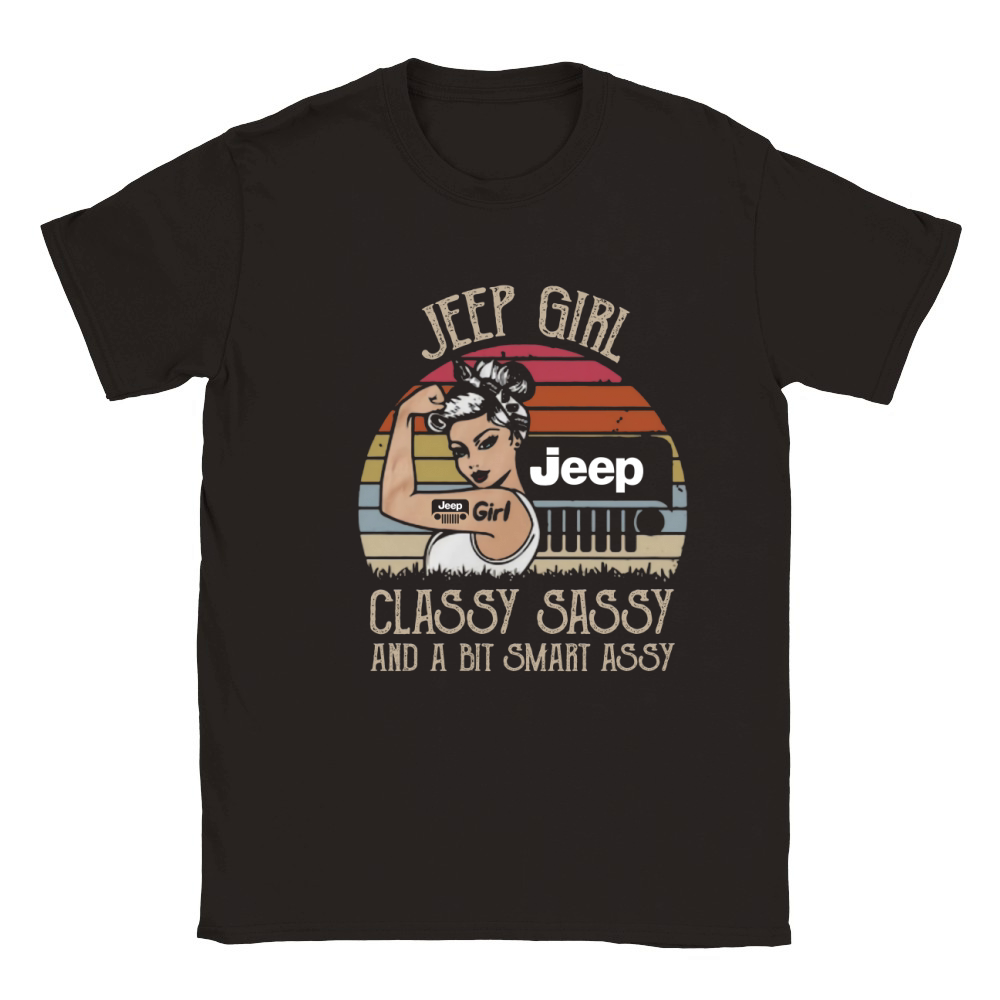 Jeep girl classy sassy and a bit smart assy vintage shirt Classic Kids Crewneck T-shirt