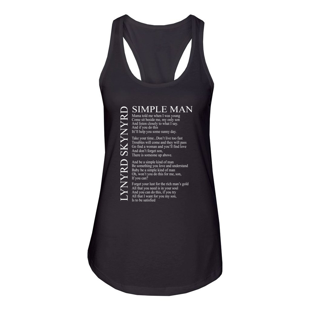 Lynyrd Skynyrd Simple Man Lyrics Men and Women T Shirt S-5XL Women's Racerback Tank