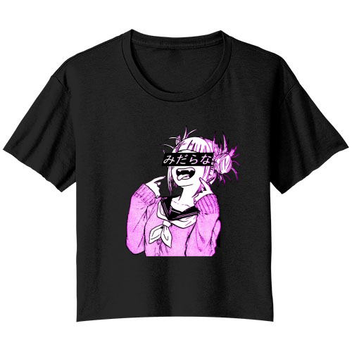LEWD (PINK) - Sad Japanese Anime Aesthetic - T Shirt Bella Ladies Flowy Crop T-shirt