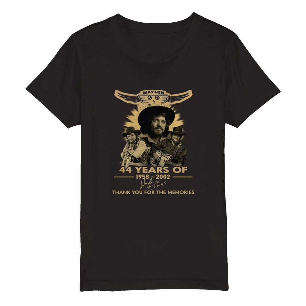 Official Waylon Jennings Signature Thank You For The Memories Organic Kids Crewneck T-shirt