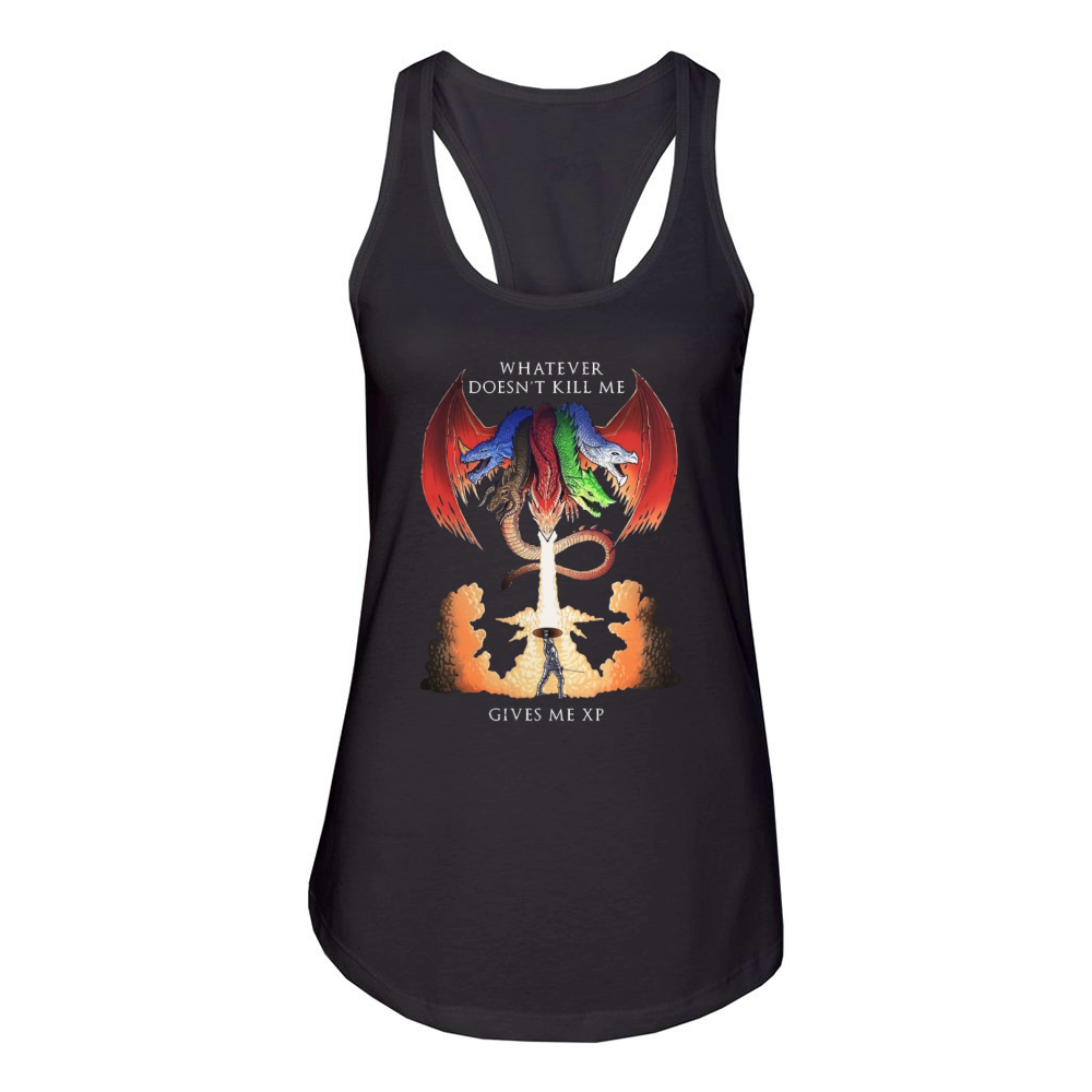 Dungeons and Dragons Tiamat whatever doesn’t kill me gives me xp Women's Racerback Tank