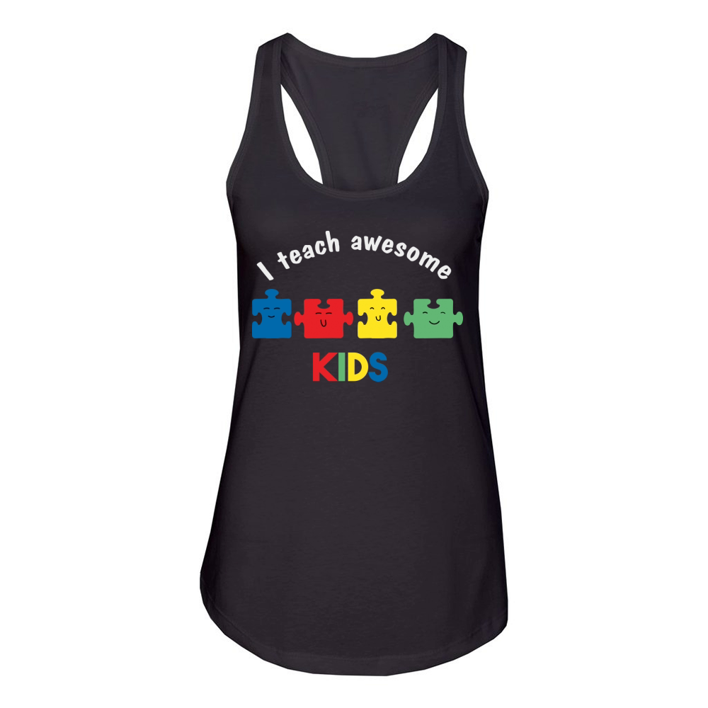 I Teach Awesome Kids Autism Women's Racerback Tank