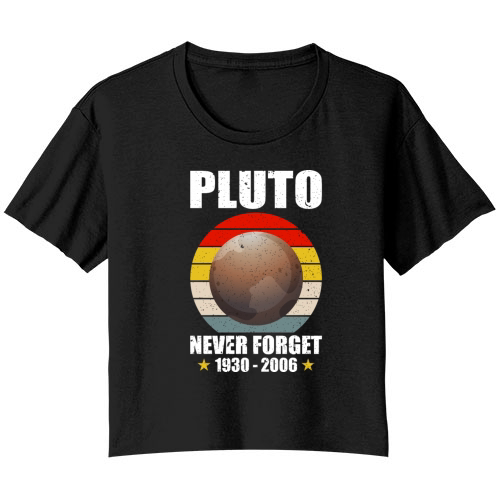 Never Forget Pluto Retro Style Funny Space Funny Bella Ladies Flowy Crop T-shirt