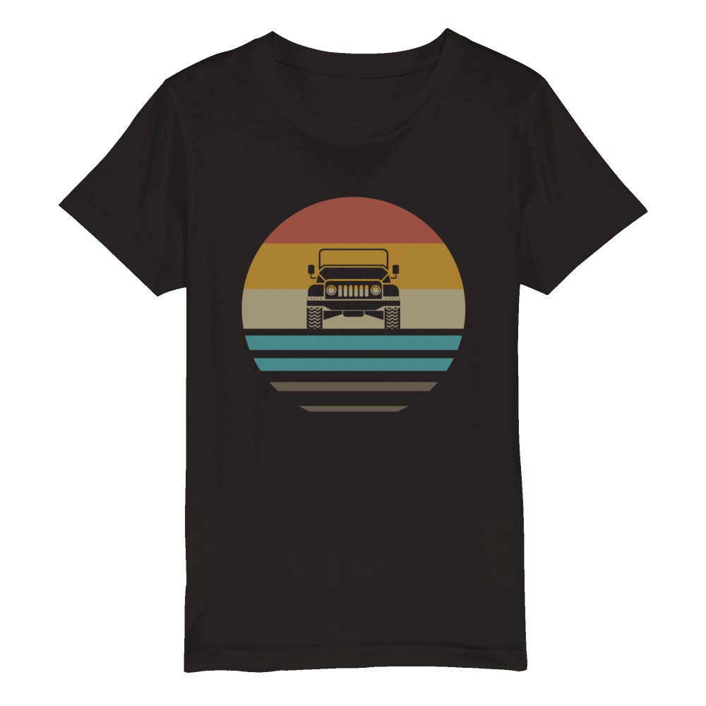 Vintage Jeeps Retro 70s Distressed Off Road Organic Kids Crewneck T-shirt