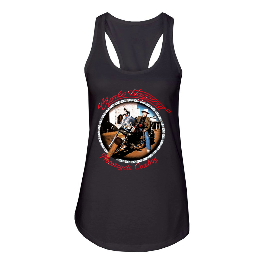 Merle Haggard - Motorcycle Cowboy Women's Racerback Tank
