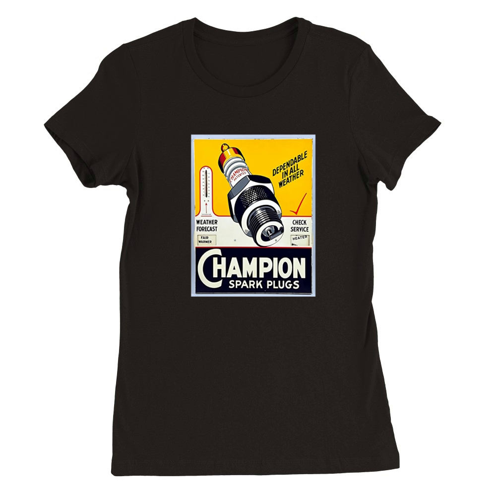 Vintage Champion Spark Plugs Shabby Chic Premium Womens Crewneck T-shirt