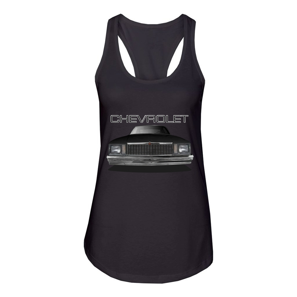 1978 79 Malibu Front Black Women's Racerback Tank