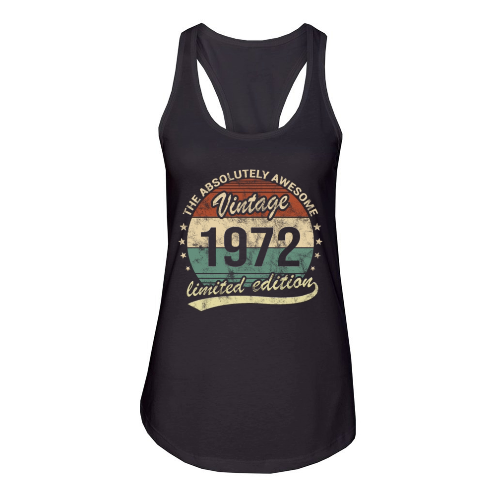 The Absolutely Awesome Vintage 1972 50th Birthday Women's Racerback Tank