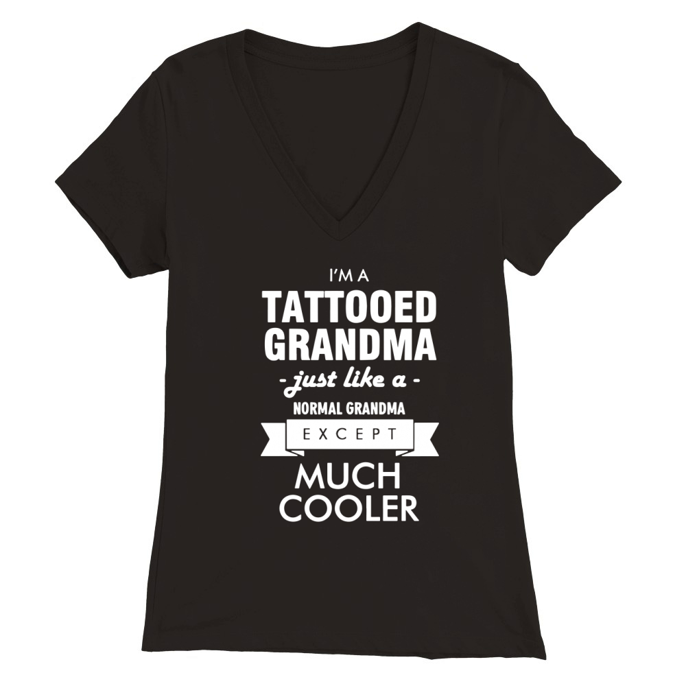 Tattooed grandma - i'm a tattooed grandma just l T-Shirt Premium Womens V-Neck T-shirt