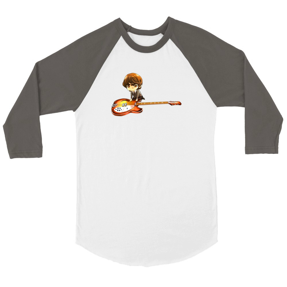 george harrison chibi Unisex ¾ sleeve Raglan T-shirt