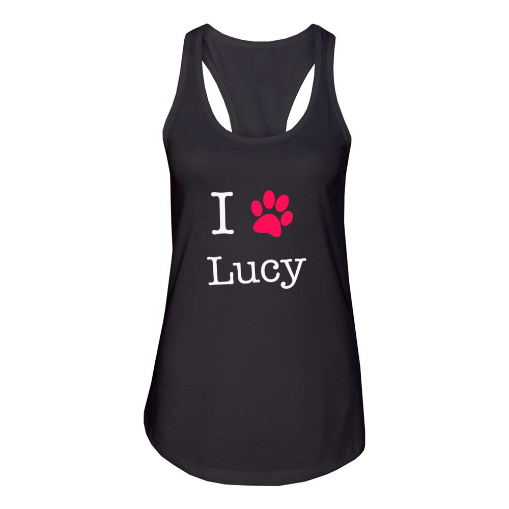 I Love Lucy Dog Name T-Shirt Gift Shirt for Dog Lovers Women's Racerback Tank
