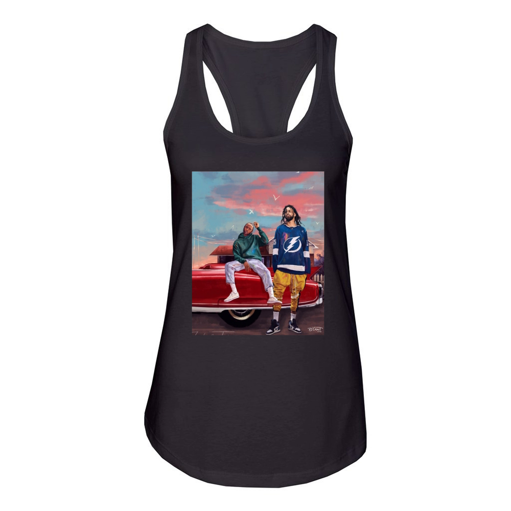 J Cole and Kendrick Lamar Women's Racerback Tank