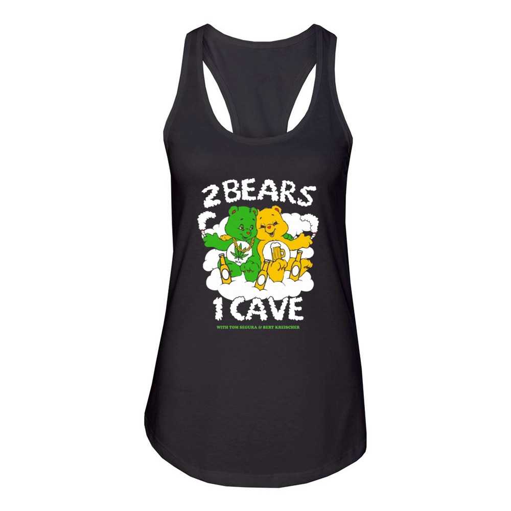 Official 2 bears 1 cave with tom segura and bert kreischer shirt Women's Racerback Tank