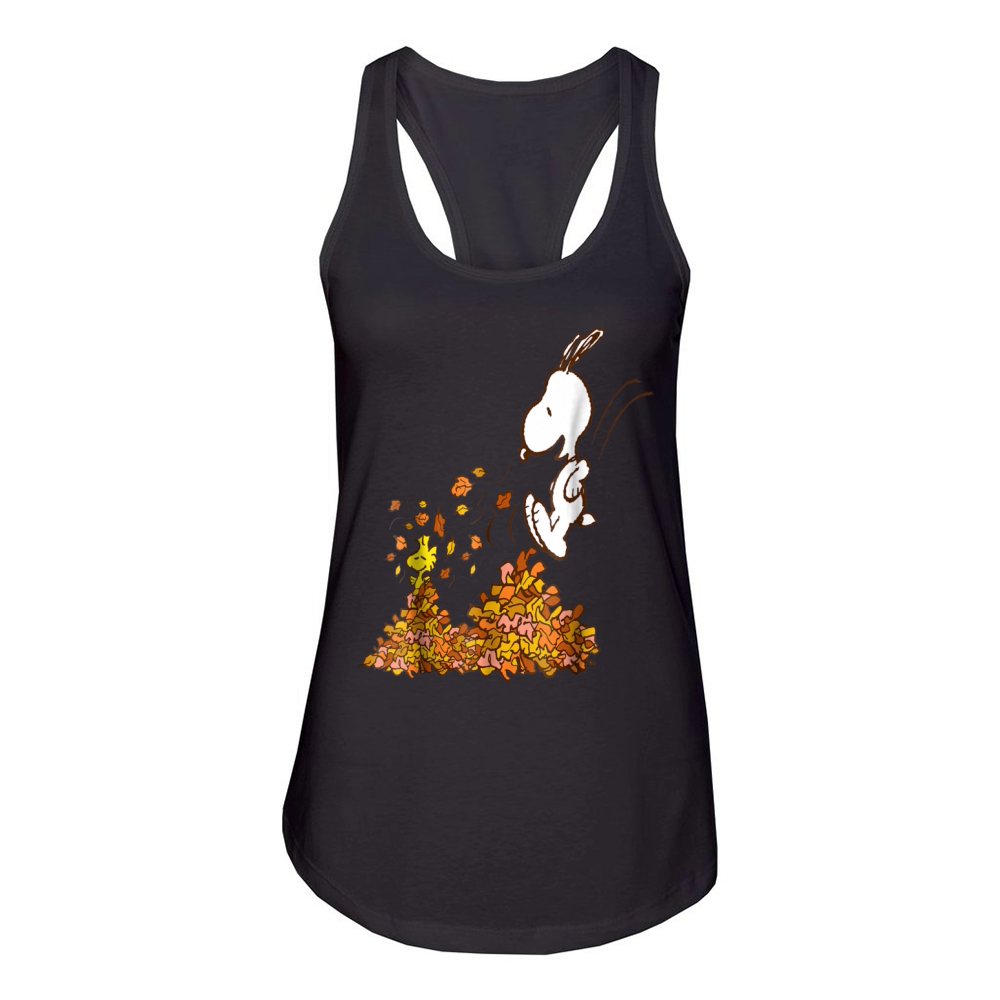 Peanuts Snoopy Jumping Into leaf Autumn shirt - Unisex Long Sleeve Women's Racerback Tank