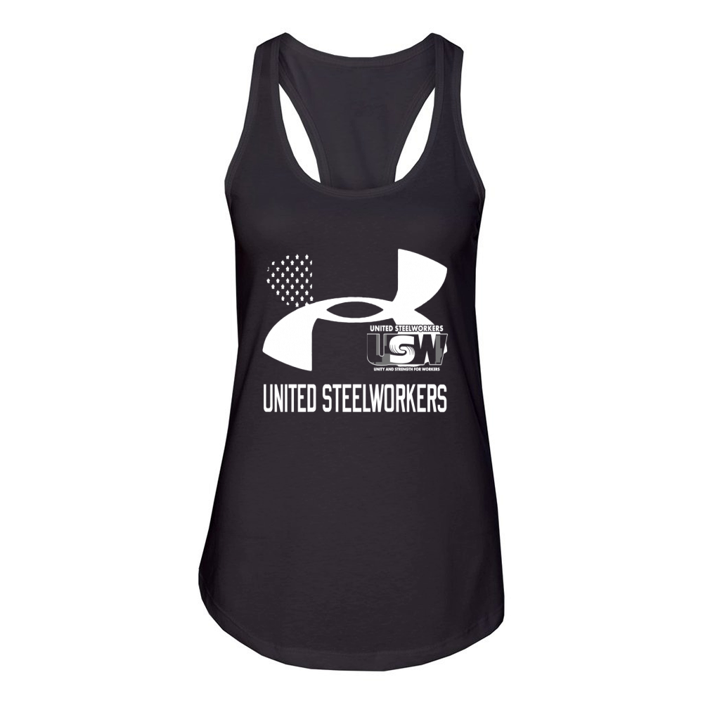 United Steelworkers Unity And Strength For Workers Flag - Drawstring Bag Women's Racerback Tank