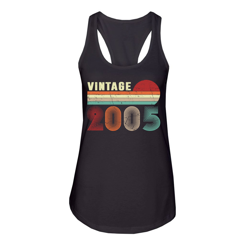 Vintage 2005 Boys Girls 17 Years Old 17th Birthday Women's Racerback Tank