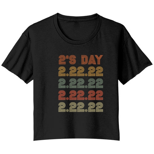 Twosday 2's Day February 22 2022 Bella Ladies Flowy Crop T-shirt