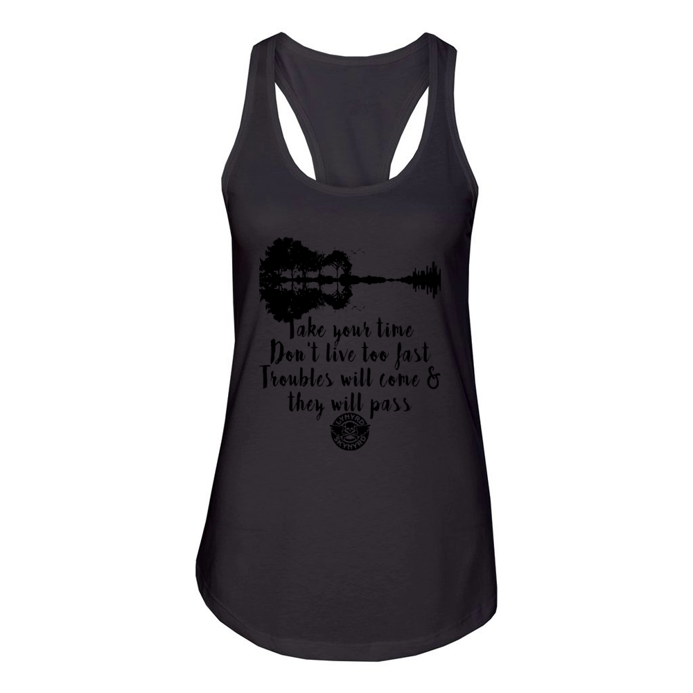 Guitar Lynyrd Skynyrd Take Your Time Don’t Live To Fast Women's Racerback Tank