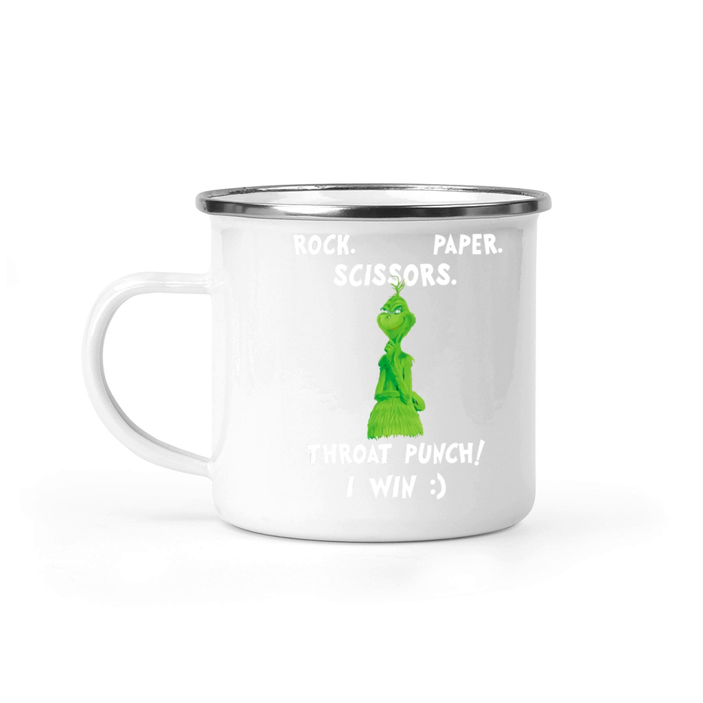 Grinch Funny Win Christmas Rock Paper Scissors Camping Mug