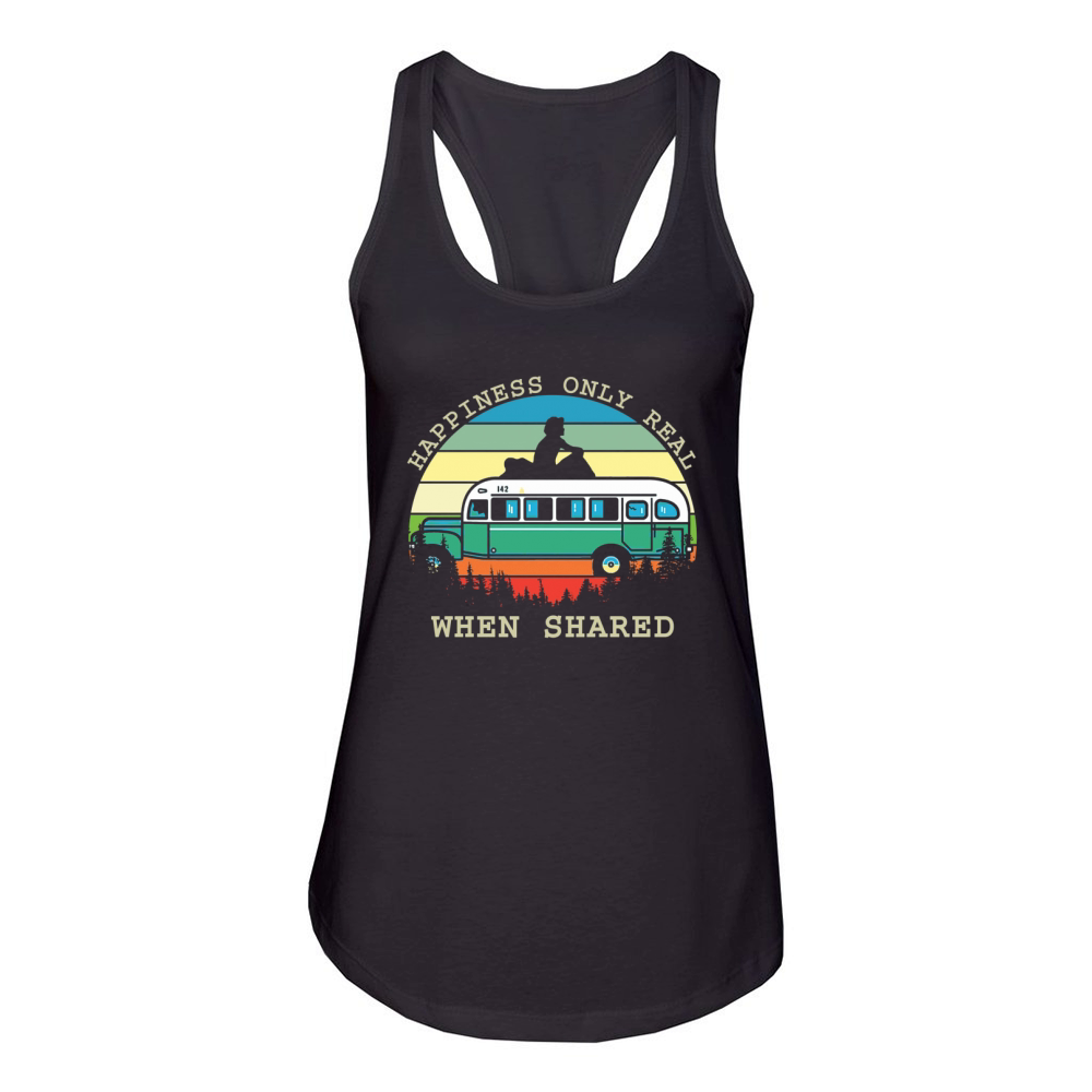 Happiness only real when shared vintage Women's Racerback Tank