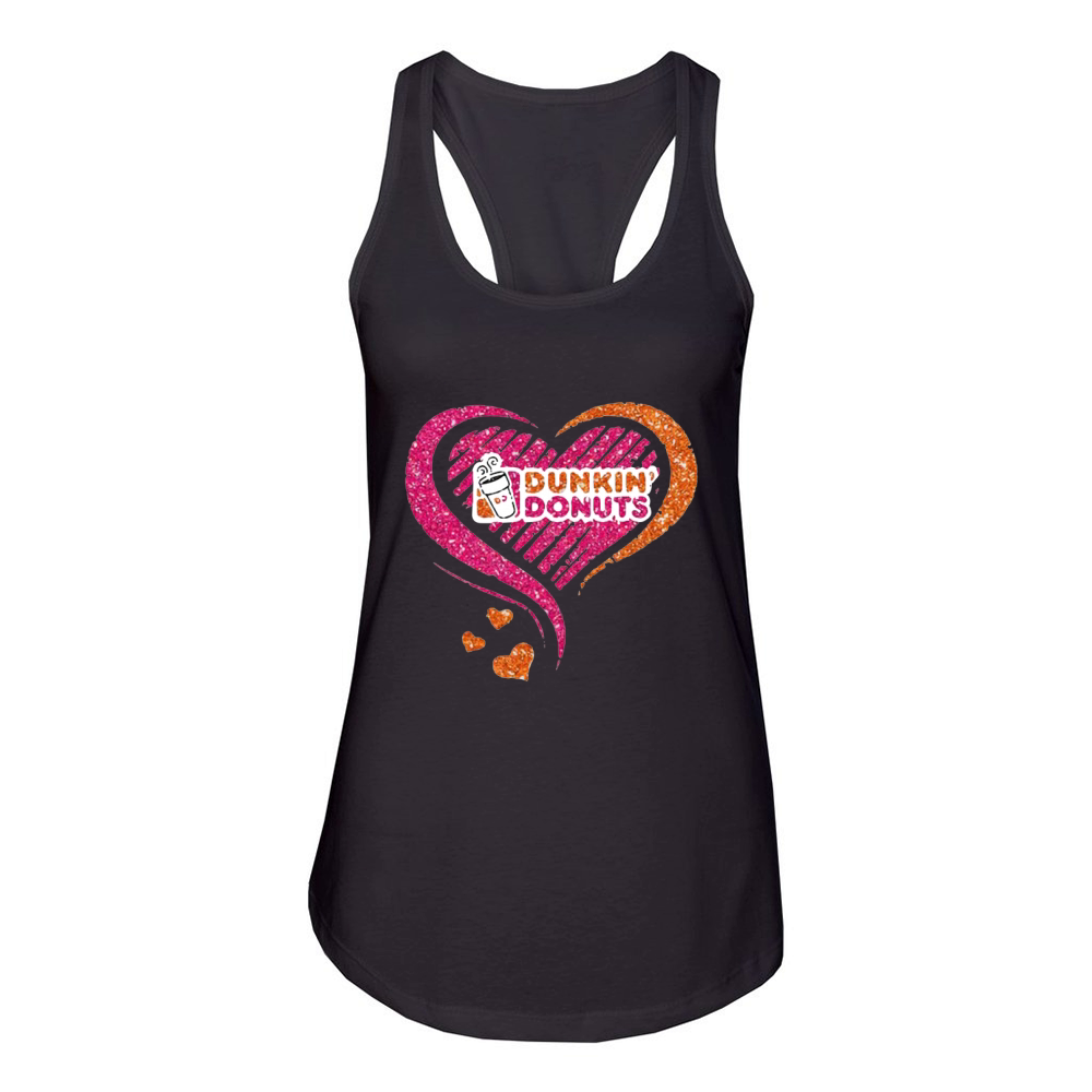 Love Dunkin Donuts Logo Hearts Diamond Women's Racerback Tank