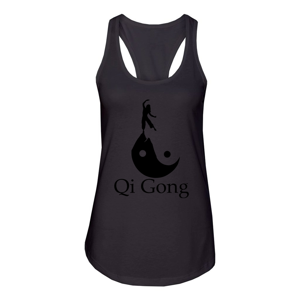 silhouette desing art of qigong Women's Racerback Tank