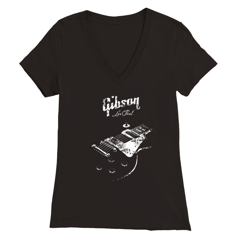 Gibson Les Paul Body Guitar Premium Womens V-Neck T-shirt