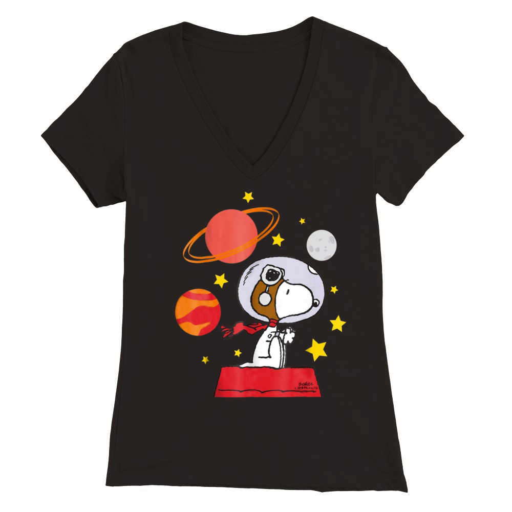Peanuts Snoopy Space Pilot Mars, Moon And Saturn shirt Premium Womens V-Neck T-shirt
