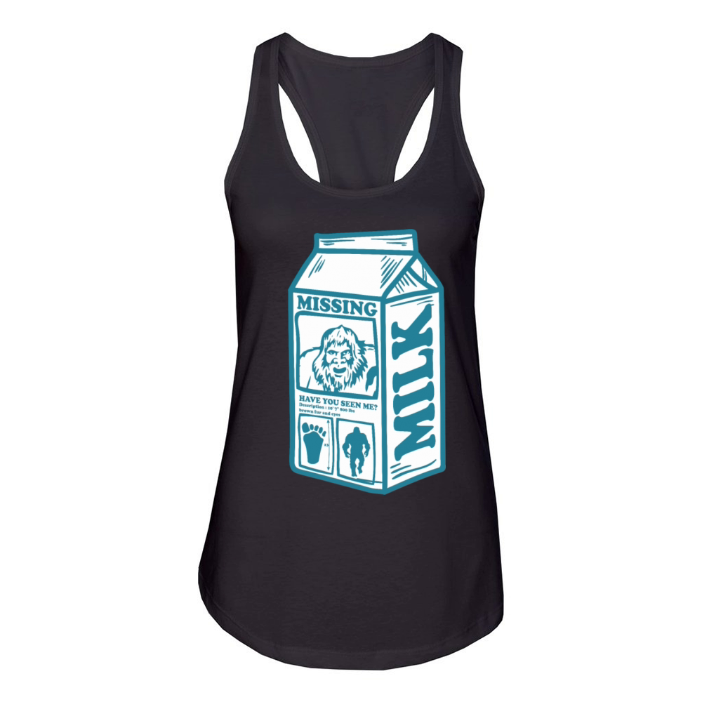 Funny Vintage Missing Bigfoot Carton Milk Women's Racerback Tank