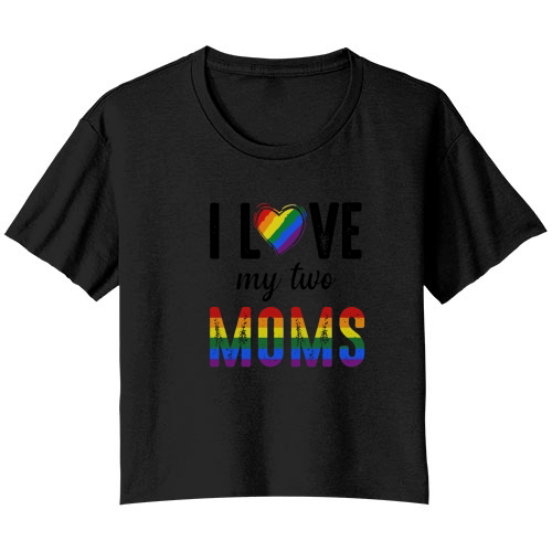 LGBT I love my two moms Bella Ladies Flowy Crop T-shirt
