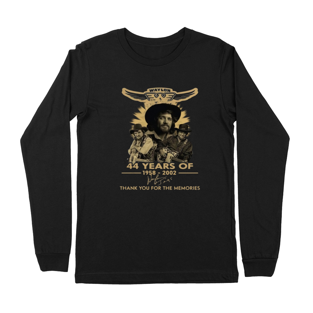 Official Waylon Jennings Signature Thank You For The Memories Premium Long Sleeve