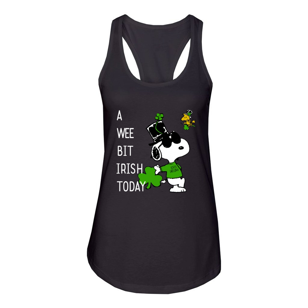Snoopy A Wee Bit Irish Today Shamrock St. Patrick’s Day shirt Women's Racerback Tank