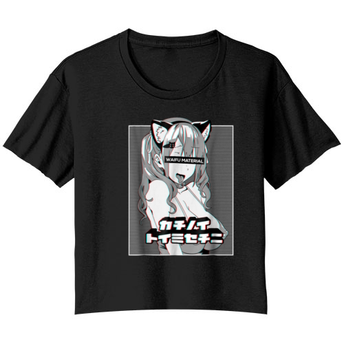 Ahegao Face Lewd Anime And Neko Cosplay shirt Bella Ladies Flowy Crop T-shirt