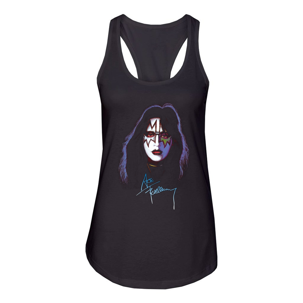Ace Frehley Kiss Rock Band Signature Women's Racerback Tank