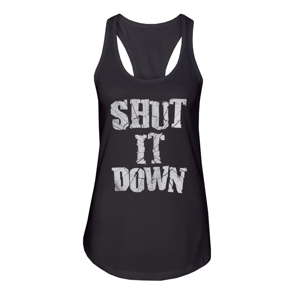 Jon Taffer SHUT IT DOWN Women's Racerback Tank
