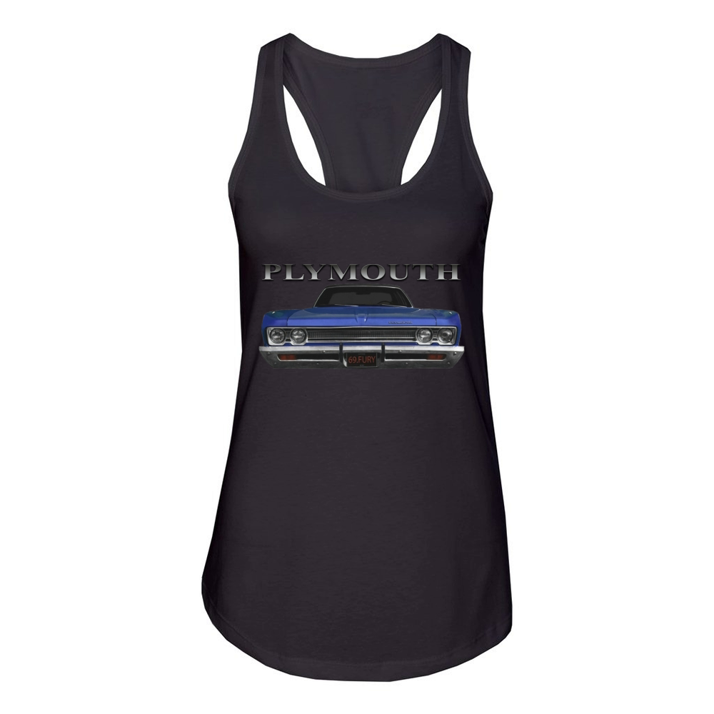 1969 Plymouth Fury Front Blue Women's Racerback Tank