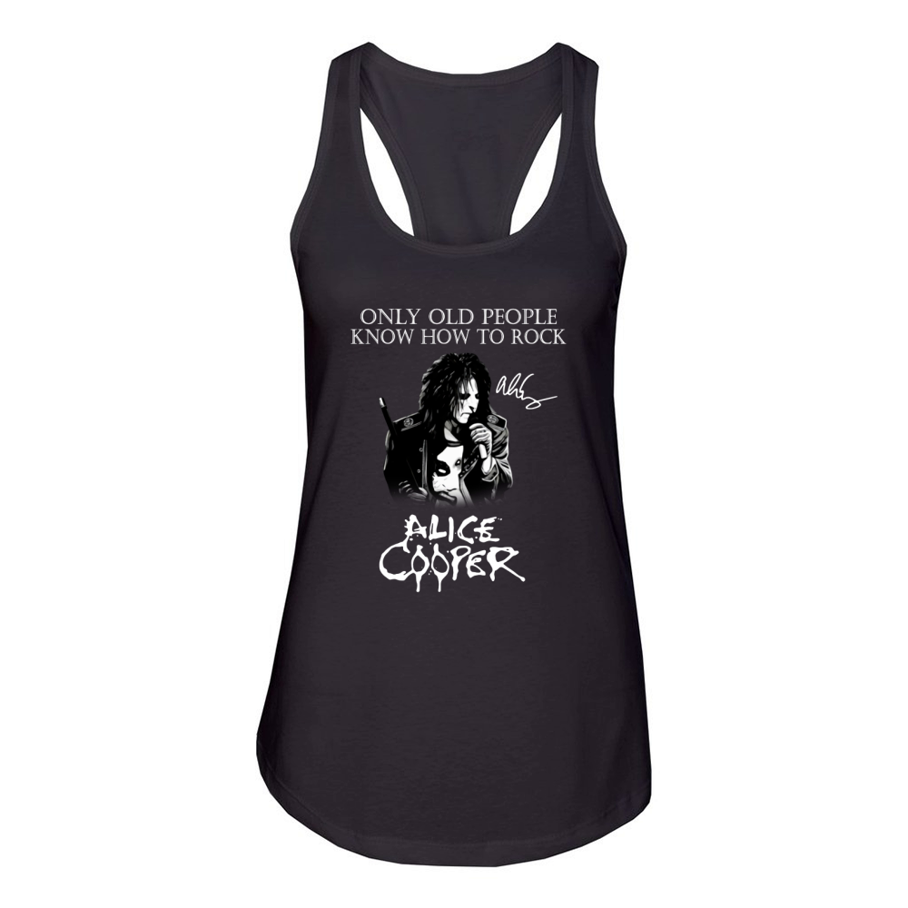 Alice Cooper only old people know how to rock signature Women's Racerback Tank