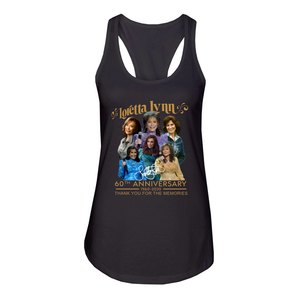 Loretta Lynn 60th Anniversary 1960-2020 signature shirt Women's Racerback Tank