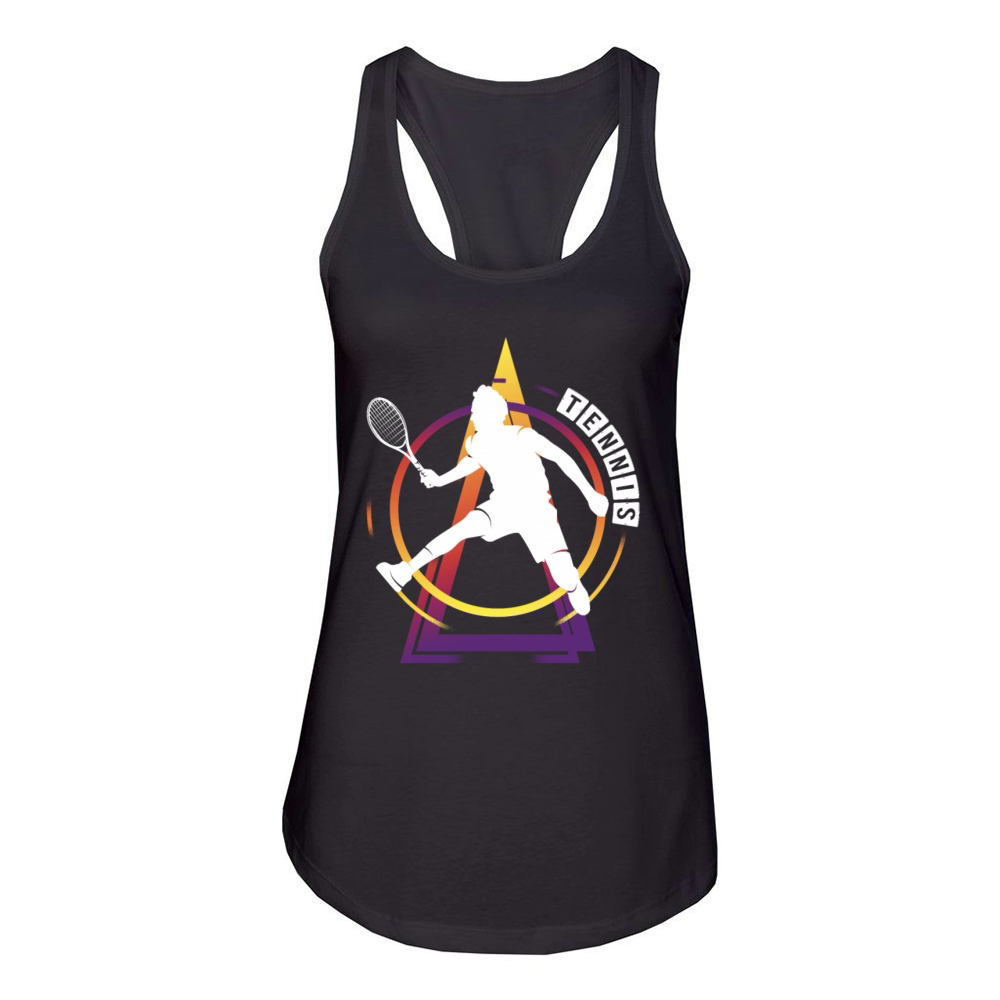 Tennis Player Ball Sports Game Vintage Retro Women's Racerback Tank