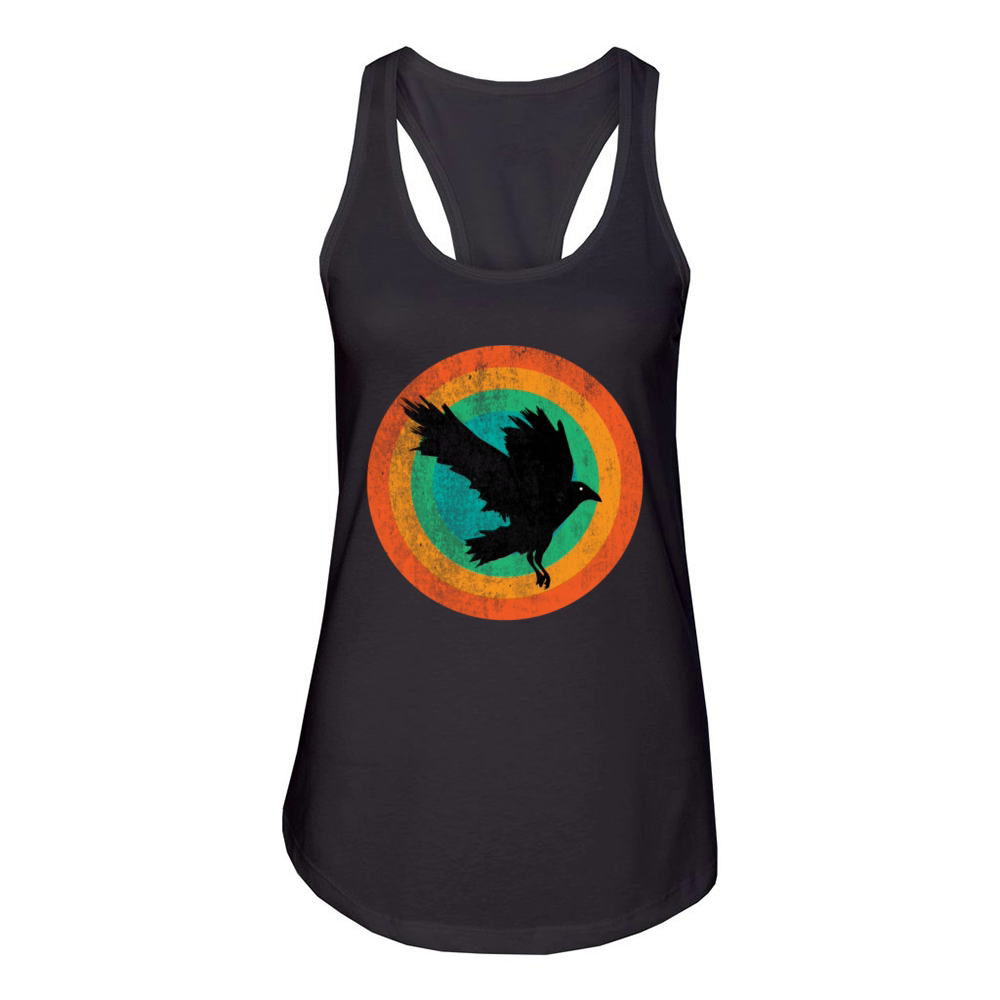 Vintage Beautiful Cute Raven retro Art Women's Racerback Tank