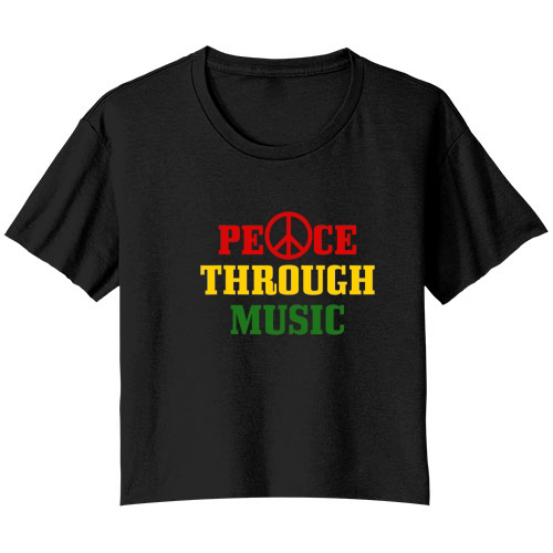 Reggae Music Peace Through Music Rastafari Rasta Geschenk Bella Ladies Flowy Crop T-shirt