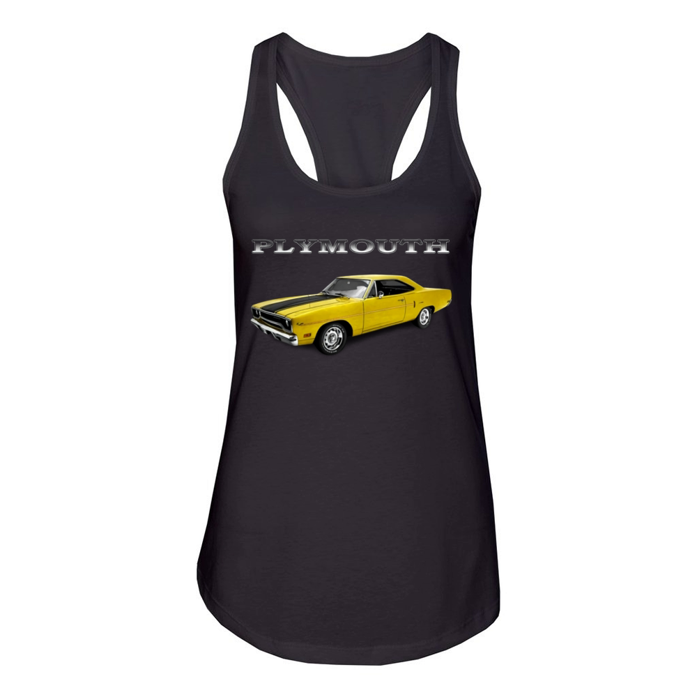 1970 Plymouth Road Runner Yellow Women's Racerback Tank