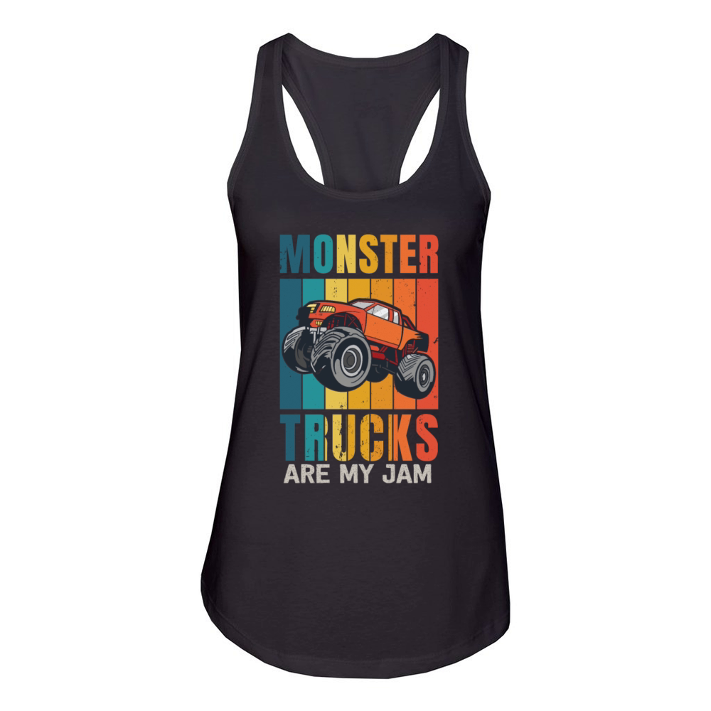 Monster Trucks Are My Jam Vintage Retro Women's Racerback Tank