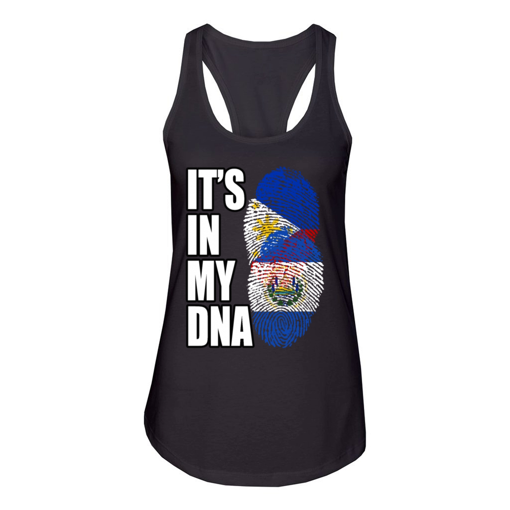 Salvadoran And Filipino Mix Heritage DNA Flag Women's Racerback Tank