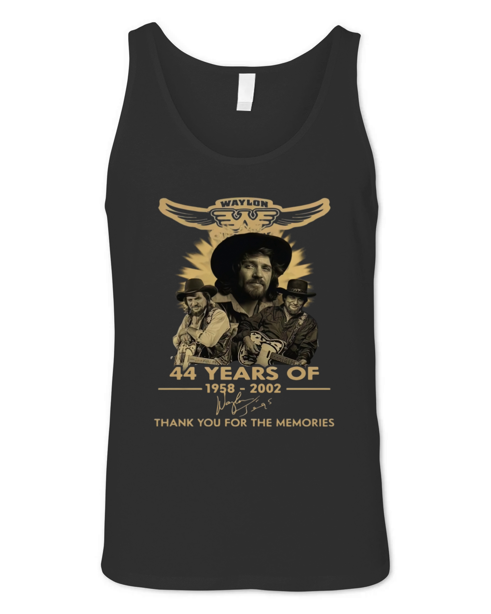 Official Waylon Jennings Signature Thank You For The Memories Unisex Jersey Tank